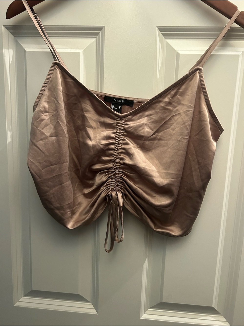 Forever 21 Satin Ruched Taupe Camisole